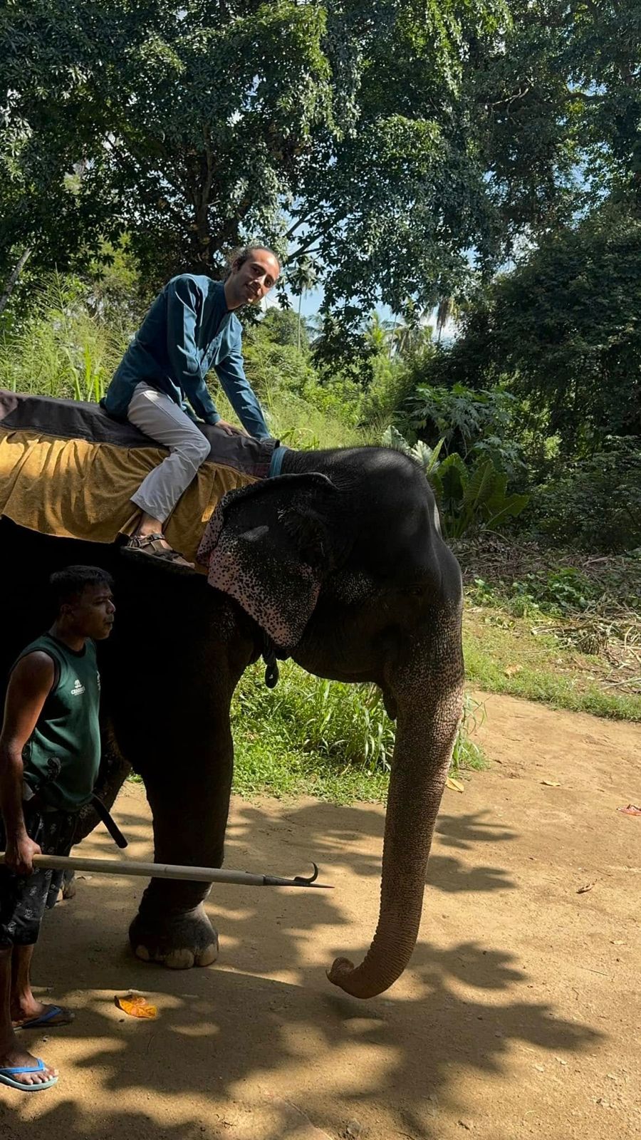 Kieron during an elephant experience in Sri Lanka
